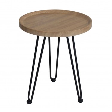 MATRIX Τραπεζάκι Σαλονιού Καθιστικού, Μέταλλο Βαφή Μαύρο, Ξύλο Φυσικό  Φ45xH.55cm [-Μαύρο-, -Φυσικό-] [-MDF - Κόντρα Πλακέ - Καπλαμάς - Νοβοπάν-, -Μέταλλο-] ΕΜ962,1