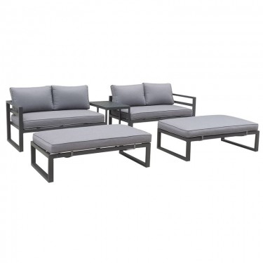 ORBEA Set Καθιστικό Κήπου ALU Ανθρακί, Καναπές 4Θ 2 Πάγκοι  Τραπέζι, Μαξιλάρι Γκρι Σκούρο  250x68x60/120x65x30/68x42x52cm [-Ανθρακί-, -Γκρι-] [-Αλουμίνιο-, -Ύφασμα-] Ε6840,1