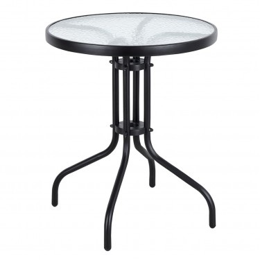 BALENO Τραπέζι Κήπου - Βεράντας, Μέταλλο Βαφή Ανθρακί, Γυαλί Tempered  Φ70x70cm [-Ανθρακί-] [-Γυαλί-, -Μέταλλο-] Ε2408,1