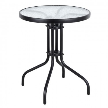 BALENO Τραπέζι Κήπου - Βεράντας, Μέταλλο Βαφή Ανθρακί, Γυαλί Tempered  Φ70x70cm [-Ανθρακί-] [-Γυαλί-, -Μέταλλο-] Ε2408,1