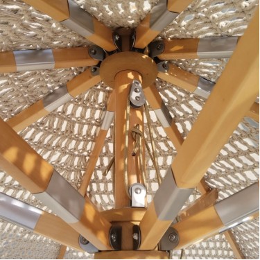 ΟΜΠΡΕΛΑ Ξύλινη - Οξιά 300x300cm, Πλεκτό Μακραμέ Μπεζ  300x300cm H2,7m (Pole Φ48mm) [-Μπεζ-Tortora-Sand-Cappuccino-, -Φυσικό-] [-Ξύλο-, -Ύφασμα-] Ε919,1