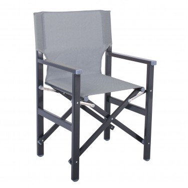 Σκηνοθέτη Πολυθρόνα, Αλουμίνιο Ανθρακί (1,2mm), Textilene Γκρι (Μονοκόμματο), Πτυσσόμενη  55x46x88cm [-Ανθρακί-, -Γκρι-] [-Textilene-, -Αλουμίνιο-] Ε2601,6Μ