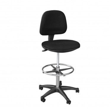 BF501 Σκαμπό Reception - Ταμείου με Πλάτη, Ύφασμα Μαύρο  60x60x100/122cm [-Μαύρο-] [-Ύφασμα-] ΕΟ206,70