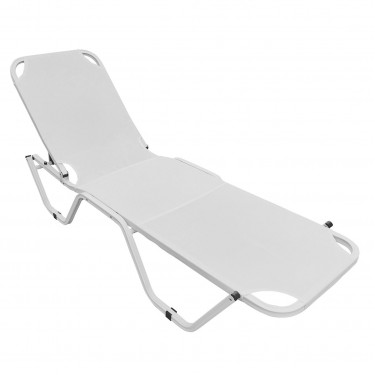 CRETA Ξαπλώστρα Αλουμινίου Άσπρο, Textilene Άσπρο, Στοιβαζόμενη  60x197x30cm Προφίλ 25x25x1,5mm [-Άσπρο-] [-Textilene-, -Αλουμίνιο-] Ε281,9