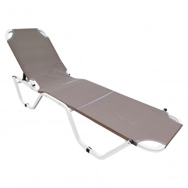 CRETA Ξαπλώστρα Αλουμινίου Άσπρο, Textilene Cappuccino, Στοιβαζόμενη  60x197x30cm Προφίλ 25x25x1,5mm [-Άσπρο-, -Μπεζ-Tortora-Sand-Cappuccino-] [-Textilene-, -Αλουμίνιο-] Ε281,91