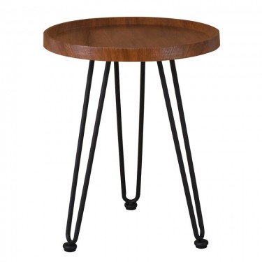 MATRIX Τραπεζάκι Σαλονιού Καθιστικού, Μέταλλο Βαφή Μαύρο, Ξύλο Καρυδί  Φ45xH.55cm [-Καρυδί-, -Μαύρο-] [-MDF - Κόντρα Πλακέ - Καπλαμάς - Νοβοπάν-, -Μέταλλο-] ΕΜ962,2
