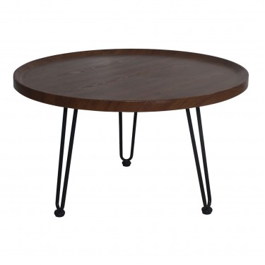 MATRIX Τραπεζάκι Σαλονιού Καθιστικού, Μέταλλο Βαφή Μαύρο, Ξύλο Καρυδί  Φ76xH.45cm [-Καρυδί-, -Μαύρο-] [-MDF - Κόντρα Πλακέ - Καπλαμάς - Νοβοπάν-, -Μέταλλο-] ΕΜ963,2