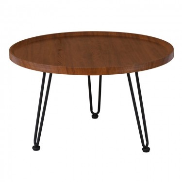 MATRIX Τραπεζάκι Σαλονιού Καθιστικού, Μέταλλο Βαφή Μαύρο, Ξύλο Καρυδί  Φ76xH.45cm [-Καρυδί-, -Μαύρο-] [-MDF - Κόντρα Πλακέ - Καπλαμάς - Νοβοπάν-, -Μέταλλο-] ΕΜ963,2