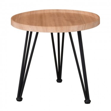 MATRIX Τραπεζάκι Σαλονιού Καθιστικού, Μέταλλο Βαφή Μαύρο, Ξύλο Φυσικό  Φ50xH.46cm [-Μαύρο-, -Φυσικό-] [-MDF - Κόντρα Πλακέ - Καπλαμάς - Νοβοπάν-, -Μέταλλο-] ΕΜ9602,1