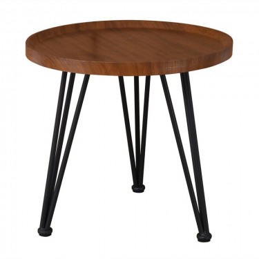 MATRIX Τραπεζάκι Σαλονιού Καθιστικού, Μέταλλο Βαφή Μαύρο, Ξύλο Καρυδί  Φ50xH.46cm [-Καρυδί-, -Μαύρο-] [-MDF - Κόντρα Πλακέ - Καπλαμάς - Νοβοπάν-, -Μέταλλο-] ΕΜ9602,2