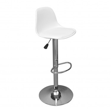 MARTIN Σκαμπό BAR, Χρώμιο, PP-Pu Άσπρο, Ρύθμιση Ύψους, Περιστρεφόμενο  41x40x79-89cm [-Άσπρο-, -Χρώμιο - Inox-] [-PP - PC - ABS-, -Μέταλλο-] ΕΜ400,Χ2