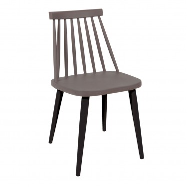 LAVIDA Καρέκλα Τραπεζαρίας Κουζίνας, Μέταλλο Βαφή Μαύρο, PP Sand Beige  43x48x77cm [-Μαύρο-, -Μπεζ-Tortora-Sand-Cappuccino-] [-PP - PC - ABS-, -Μέταλλο-] ΕΜ139,29