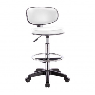 BF406 Σκαμπό Reception-Ταμείου PU Άσπρο, Τροχήλατο, Ρύθμιση Ύψους, Περιστρεφόμενο  50x50x90/110cm [-Άσπρο-] [-PU - PVC-] ΕΟ501,8