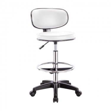 BF406 Σκαμπό Reception-Ταμείου PU Άσπρο, Τροχήλατο, Ρύθμιση Ύψους, Περιστρεφόμενο  50x50x90/110cm [-Άσπρο-] [-PU - PVC-] ΕΟ501,8