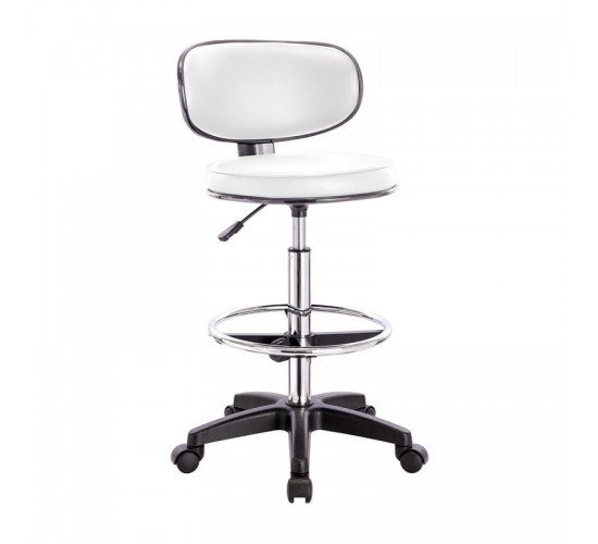 BF406 Σκαμπό Reception-Ταμείου PU Άσπρο, Τροχήλατο, Ρύθμιση Ύψους, Περιστρεφόμενο  50x50x90/110cm [-Άσπρο-] [-PU - PVC - Bonded Leather-] ΕΟ501,8