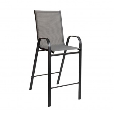RIO Σκαμπό Bar, Μέταλλο Βαφή Ανθρακί, Textilene Γκρι, Στοιβαζόμενο  55x74x124cm [-Ανθρακί-, -Γκρι-] [-Textilene-, -Μέταλλο-] Ε271,5