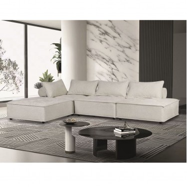 LARRY Καναπές Γωνία Αναστρέψιμη Σαλονιού - Καθιστικού, Ύφασμα Εκρού  301x201x100cm H.75/39cm [-Εκρού-] [-Ύφασμα-] Ε9820,2