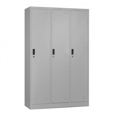 LOCKER 3 Θέσεων Ερμάριο - Ανά θέση: 3 Ράφια, Θέσεις για Κρεμάστρες, Μέταλλο Βαφή Γκρι  115x45x185cm [-Γκρι-] [-Μέταλλο-] Ε6005,1