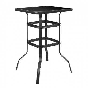 RIO Τραπέζι Bar, Μέταλλο Βαφή Ανθρακί, Γυαλί Μαύρο  70x70x100cm [-Ανθρακί-] [-Γυαλί-, -Μέταλλο-] Ε2711