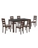 SIENNA Set (1 6) Τραπεζαρίας - Κουζίνας, Σκούρο Καρυδί, Melamine Greystone,Ύφασμα Μπεζ  Table:150x90x74 Chair:45x52x97 [-Καρυδί-, -Μπεζ-Tortora-Sand-Cappuccino-] [-Ξύλο-, -Ύφασμα-] Ε788,1S