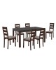 SIENNA Set (1 6) Τραπεζαρίας - Κουζίνας, Σκούρο Καρυδί, Melamine Greystone,Ύφασμα Μπεζ  Table:150x90x74 Chair:45x52x97 [-Καρυδί-, -Μπεζ-Tortora-Sand-Cappuccino-] [-Ξύλο-, -Ύφασμα-] Ε788,1S