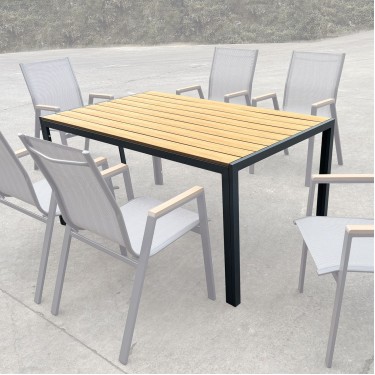 VIRNA Τραπέζι Κήπου-Βεράντας, Μέταλλο Βαφή Ανθρακί, Polywood Φυσικό  150x90x73cm [-Ανθρακί-, -Φυσικό-] [-Polywood-, -Μέταλλο-] Ε6797,1