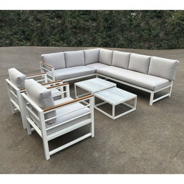 MARILIAN Set Σαλόνι Κήπου, Πολυμορφικό 6τεμ, Μέταλλο Βαφή Άσπρο, Μαξιλάρια Γκρι  2 Πολυθρ 2 Καναπ 2 Τραπεζάκια [-Άσπρο-, -Γκρι-] [-Μέταλλο-, -Ύφασμα-] Ε6870,2