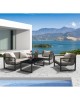CORDOBA Set Καθιστικό ALU Ανθρακί: Καναπές 2 Πολυθρόνες  Τραπεζάκι, Μαξιλάρια Μπεζ  147x78x70-80x78x70-120x60x40cm [-Ανθρακί-, -Μπεζ-Tortora-Sand-Cappuccino-] [-Αλουμίνιο-, -Ύφασμα-] Ε6738