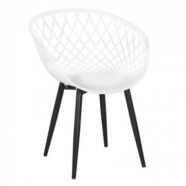 REX Πολυθρόνα-Pro Μέταλλo Βαφή Μαύρο, PP-UV Άσπρο  62x56x80cm [-Άσπρο-, -Μαύρο-] [-PP - PC - ABS-, -Μέταλλο-] Ε373,1W