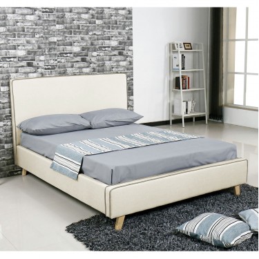 MORISSON Κρεβάτι Διπλό, για Στρώμα 160x200cm, Ύφασμα Εκρού  171x216x108cm [-Εκρού-] [-Ύφασμα-] Ε8078,3