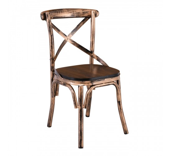 MARLIN Wood Καρέκλα Dark Oak, Μέταλλο Βαφή Black Gold  52x51x86cm [-Καρυδί-, -Χρυσό-] [-Μέταλλο-, -Ξύλο-] Ε5160,2