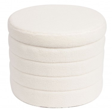 GROOVY Σκαμπό Αποθηκευτικό, Teddy Ύφασμα Εκρού  Φ56cm H.45cm [-Εκρού-] [-Ύφασμα-] Ε7040,1