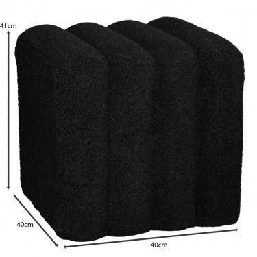 TOGO Σκαμπό Βοηθητικό, Teddy Ύφασμα Μαύρο  40x40x41cm [-Μαύρο-] [-Ύφασμα-] Ε7038,2