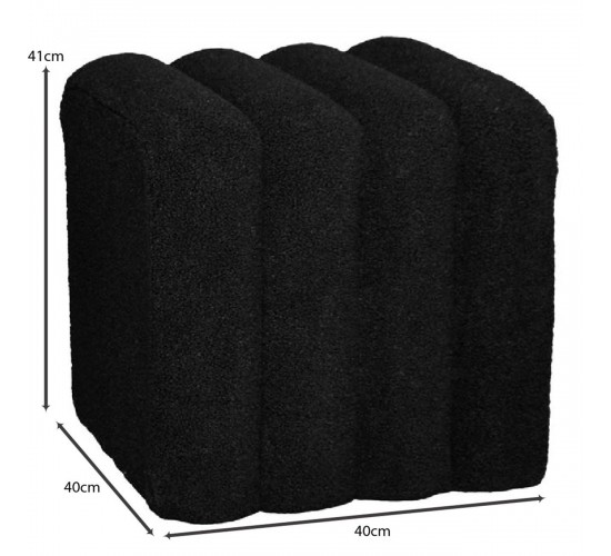 TOGO Σκαμπό Βοηθητικό, Teddy Ύφασμα Μαύρο  40x40x41cm [-Μαύρο-] [-Ύφασμα-] Ε7038,2