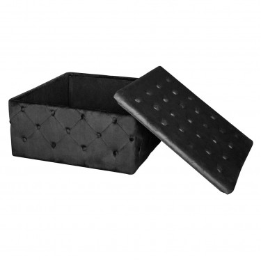 TIBOR Σκαμπό Αποθηκευτικό, Ύφασμα Velure Απόχρωση Μαύρο  80x80x41cm [-Μαύρο-] [-Ύφασμα-] Ε7026,2