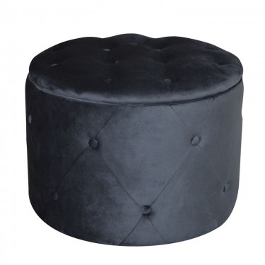 TRAVIS Σκαμπό Αποθηκευτικό, Ύφασμα Velure Απόχρωση Μαύρο  Φ60cm H.45cm [-Μαύρο-] [-Ύφασμα-] Ε7025,2