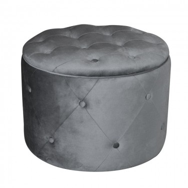 TRAVIS Σκαμπό Αποθηκευτικό, Ύφασμα Velure Απόχρωση Γκρι  Φ60cm H.45cm [-Γκρι-] [-Ύφασμα-] Ε7025,3