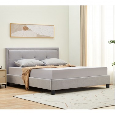 BECO Κρεβάτι Διπλό για Στρώμα 160x200cm, Ύφασμα Ανοιχτό Γκρι  170x216x100cm [-Γκρι-] [-Ύφασμα-] Ε8114,1