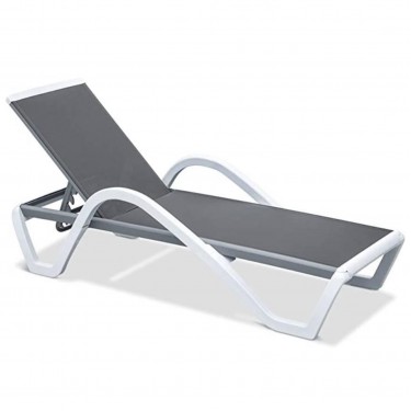 SUMMER K/D Ξαπλώστρα με μπράτσα Αλουμίνιο Ανθρακί, PP Άσπρο - Textilene Γκρι  69/58x196x31cm [-Άσπρο-, -Γκρι-] [-Textilene-, -Αλουμίνιο-] Ε3382