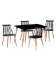 LAVIDA-ART Τραπεζαρία: Τραπέζι 120x80 Οξιά/MDF   4 Καρέκλες Μέταλλο Βαφή Φυσικό PP Μαύρο  Table:120x80x73 Chair:43x48x77 [-Μαύρο-, -Φυσικό-] [-Μέταλλο-, -Ξύλο-] ΕΜ139,2S