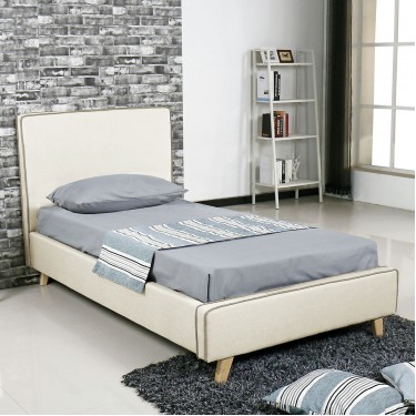 MORISSON Κρεβάτι Μονό, για Στρώμα 90x190cm, Ύφασμα Εκρού  101x206x110cm [-Εκρού-] [-Ύφασμα-] Ε8081,3