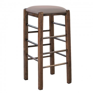 ΤΑΒΕΡΝΑΣ Σκαμπό BAR, Οξιά Βαφή Εμποτισμός Καρυδί, Κάθισμα Pu Cappuccino  35x35x81cm [-Καρυδί-, -Μπεζ-Tortora-Sand-Cappuccino-] [-PU - PVC-, -Ξύλο-] Ρ977,Ε2Τ1