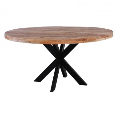 LIZARD Τραπέζι Ροτόντα Τραπεζαρίας, Ξύλο Mango Απόχρωση Φυσικό, Μέταλλο Μαύρο  Φ150cm H.78cm [-Μαύρο-, -Φυσικό-] [-Μέταλλο-, -Ξύλο-] ΕΑ7055