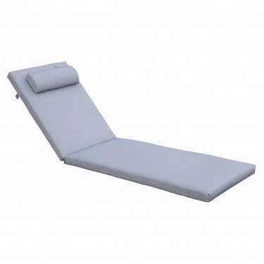 SUNLOUNGER Μαξιλάρι Ξαπλώστρας με Προσκέφαλο, Ύφασμα Water Repellent Γκρι, Φερμουάρ  196(78 118)x60x7cm [-Γκρι-] [-Ύφασμα-] Ε2014,3