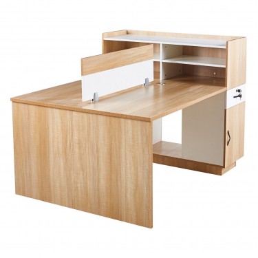 WORKSTATION Γραφείο - Σταθμός Εργασίας 2 Θέσεων, Melamine Απόχρωση Sonoma-Άσπρο  160x120x75cm [-Φυσικό-] [-Melamine-] ΕΟ4390