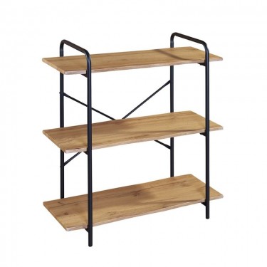 Ραφιέρα Μέταλλο Βαφή Μαύρο, Απόχρωση Sonoma  80x34x80cm [-Μαύρο-, -Φυσικό-] [-MDF - Κόντρα Πλακέ - Καπλαμάς - Νοβοπάν-, -Μέταλλο-] ΕΟ445,1