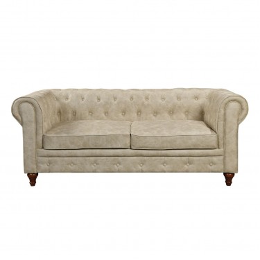 CHESTERFIELD York Kαναπές 3Θέσιος Σαλονιού - Καθιστικού, Ύφασμα Απόχρωση Μπεζ  190x82x77cm [-Μπεζ-Tortora-Sand-Cappuccino-] [-Ύφασμα-] Ε942,31