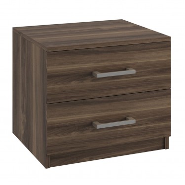 LIFE-W Κομοδίνο με 2 Συρτάρια, Απόχρωση Καρυδί  48x40x41cm [-Καρυδί-] [-MDF - Κόντρα Πλακέ - Καπλαμάς - Νοβοπάν-] Ε756,1