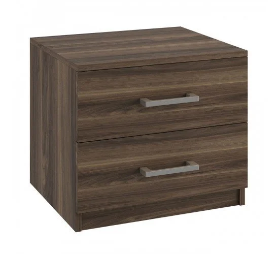 DEVON Κομοδίνο με 2 Συρτάρια, Απόχρωση Καρυδί  48x40x41cm [-Καρυδί-] [-Paper-] Ε756,1