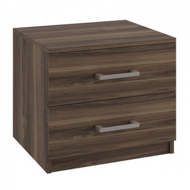 LIFE-W Κομοδίνο με 2 Συρτάρια, Απόχρωση Καρυδί  48x40x41cm [-Καρυδί-] [-MDF - Κόντρα Πλακέ - Καπλαμάς - Νοβοπάν-] Ε756,1